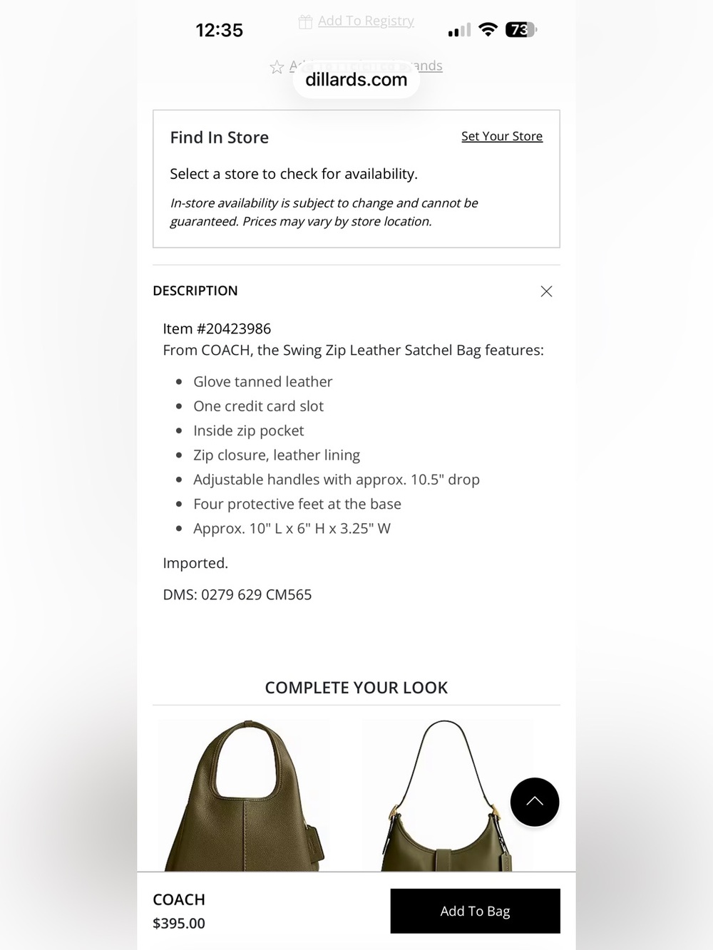 Coach Tan Leather Double-Strap Swing Bag - Picture 2 of 9
